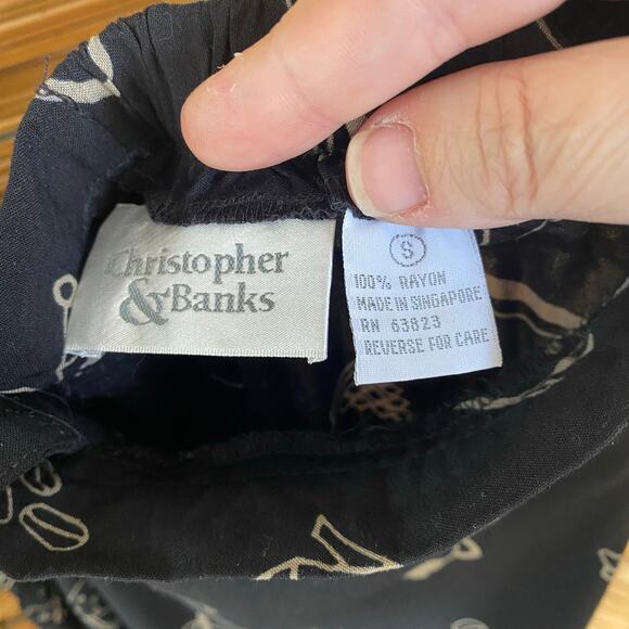 Vintage 90s Christopher & Banks Coffee Print Skirt Black 1998 Small - Picture 9 of 10